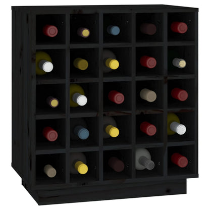 Wijnkast 55,5X34X61 Cm Massief Grenenhout Zwart