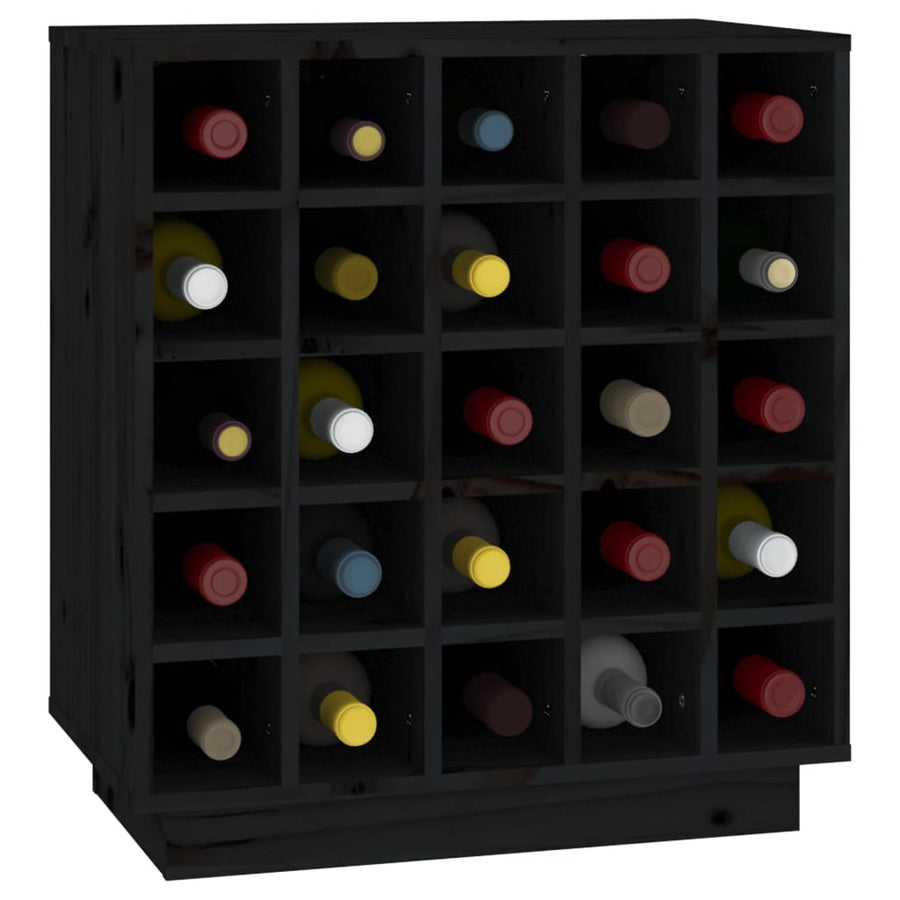 Wijnkast 55,5X34X61 Cm Massief Grenenhout Zwart