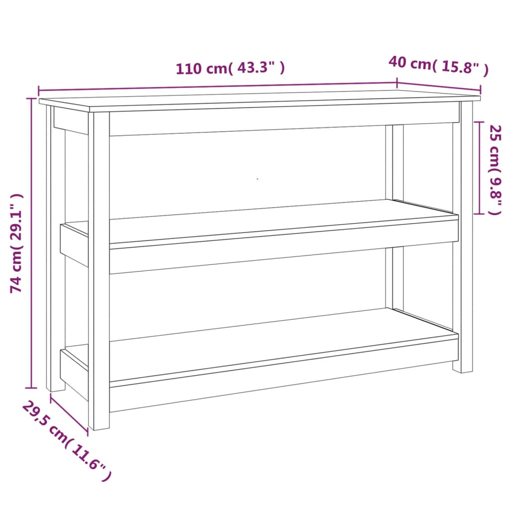 Wandtafel Massief Grenenhout 110 x 40 x 74 cm Wit