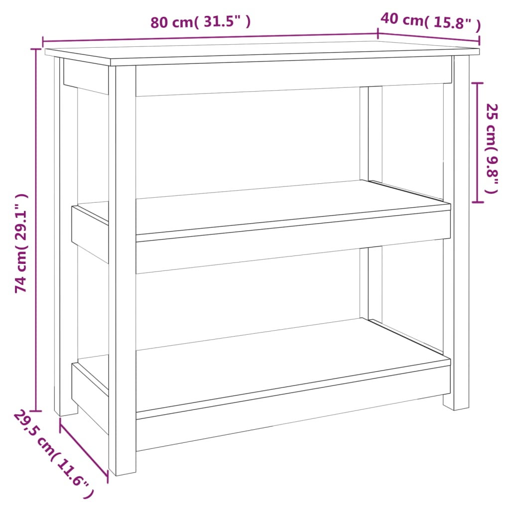 Wandtafel Massief Grenenhout 80 x 40 x 74 cm Wit