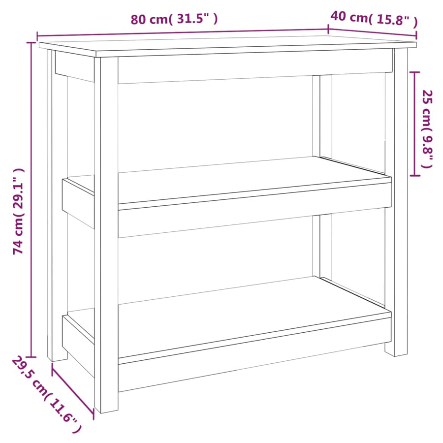 Wandtafel Massief Grenenhout 80 x 40 x 74 cm Wit