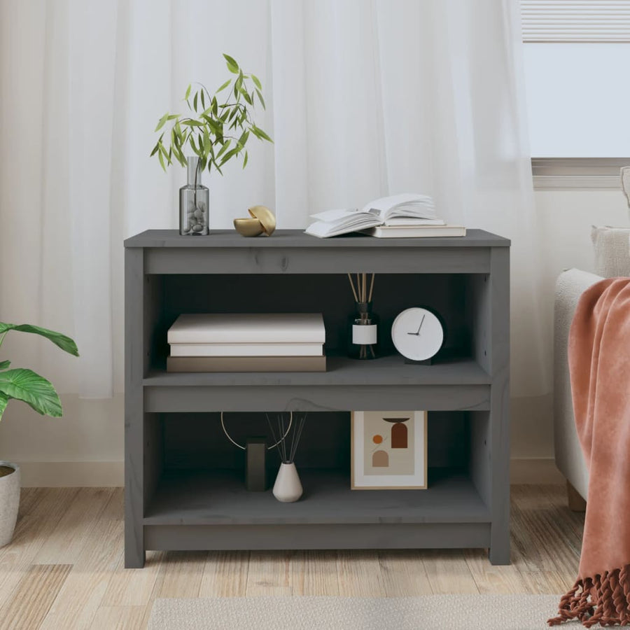 Boekenkast 80X35X68 Cm Massief Grenenhout Grijs