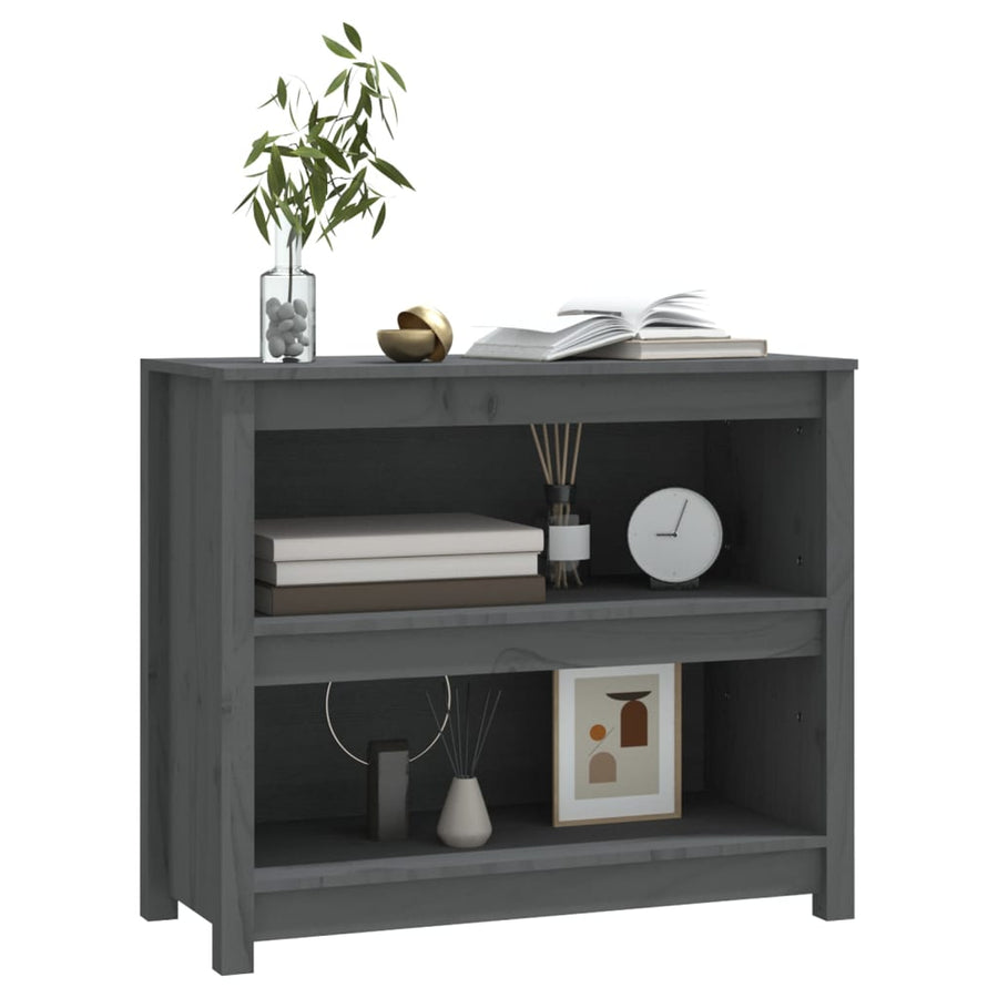Boekenkast 80X35X68 Cm Massief Grenenhout Grijs