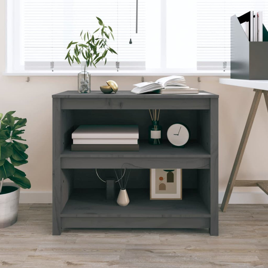 Boekenkast 80X35X68 Cm Massief Grenenhout Grijs