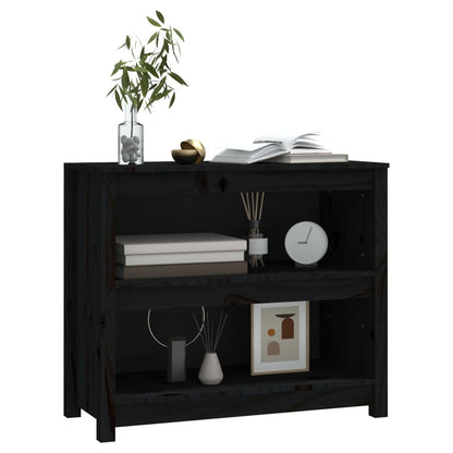 Boekenkast 80X35X68 Cm Massief Grenenhout Zwart
