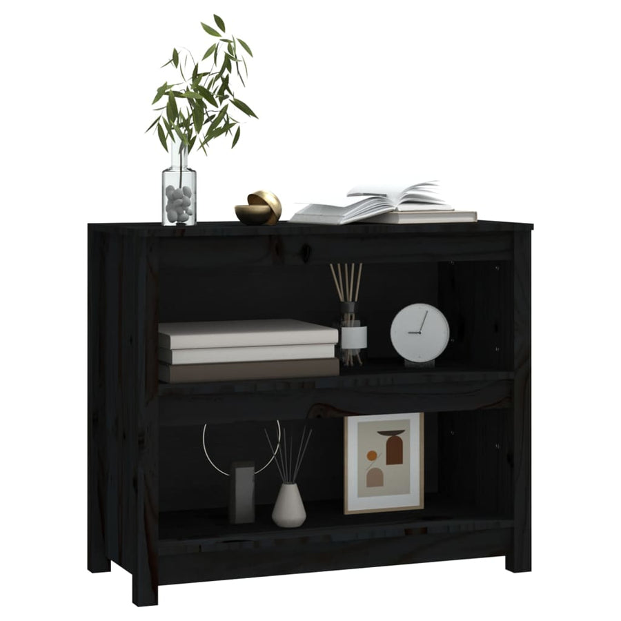 Boekenkast 80X35X68 Cm Massief Grenenhout Zwart