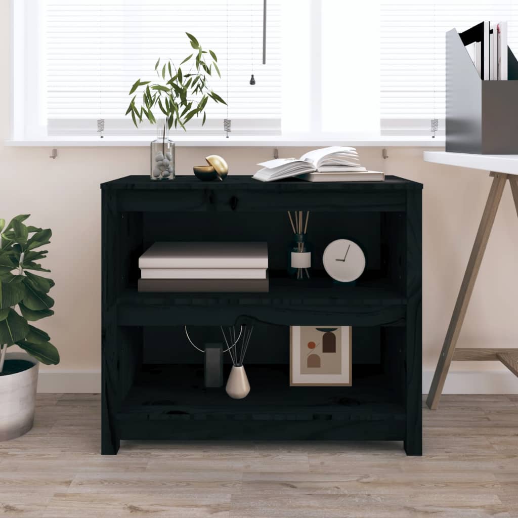 Boekenkast 80X35X68 Cm Massief Grenenhout Zwart