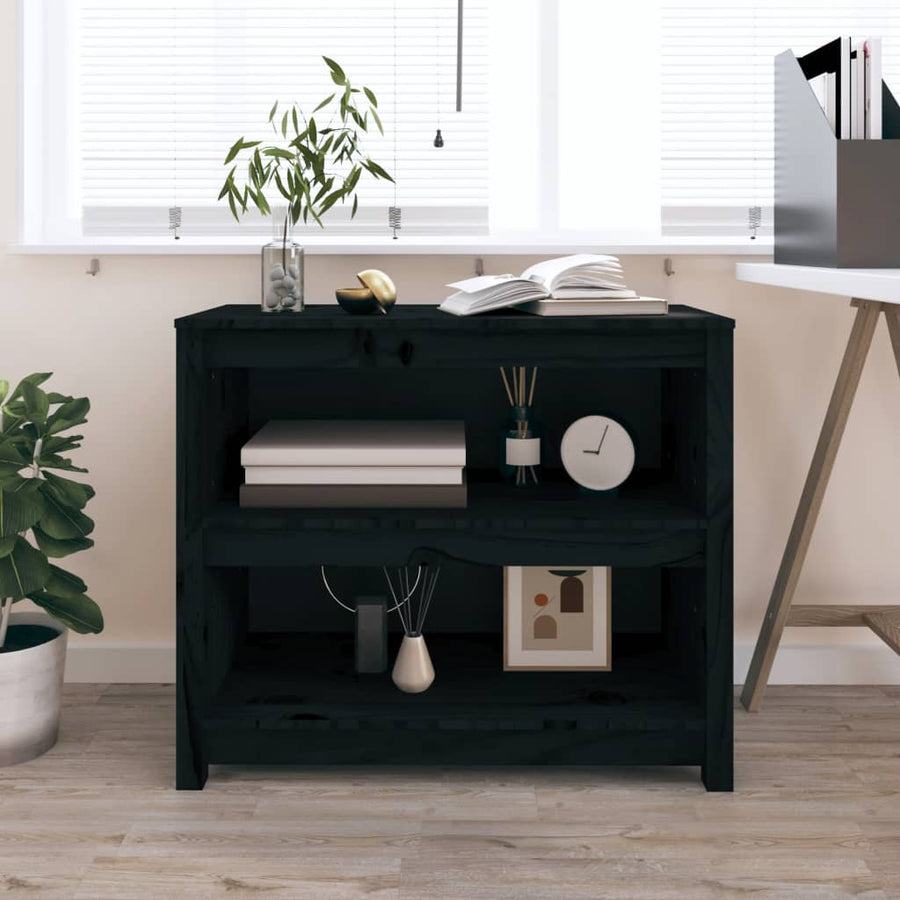 Boekenkast 80X35X68 Cm Massief Grenenhout Zwart