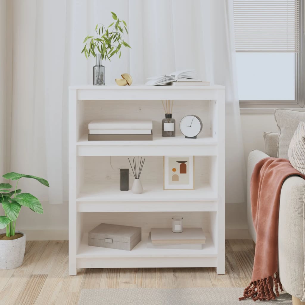 Boekenkast 80X35X Massief Grenenhout Wit 80 cm 97 cm