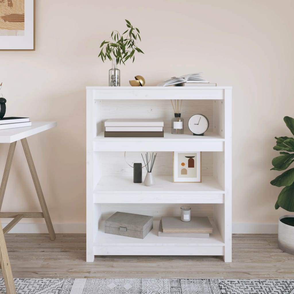 Boekenkast 80X35X Massief Grenenhout Wit 80 cm 97 cm