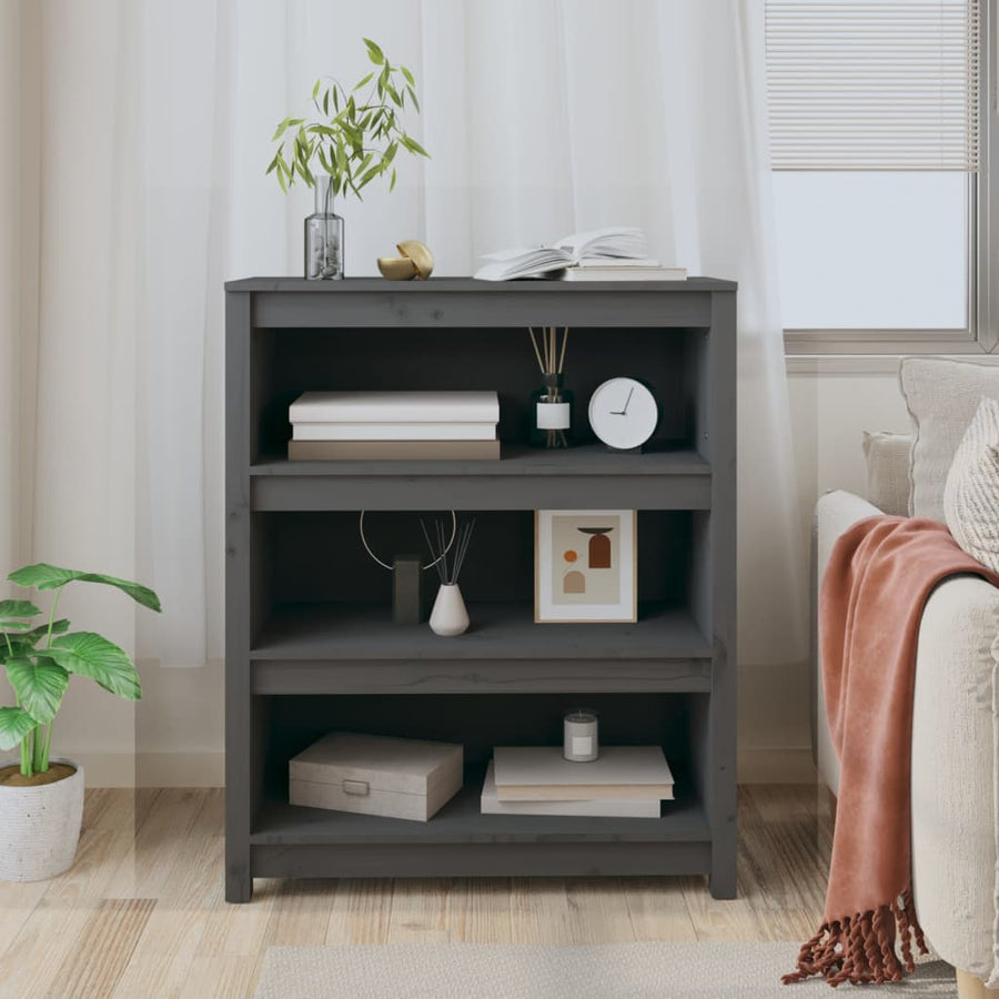 Boekenkast 80X35X97 Cm Massief Grenenhout Grijs