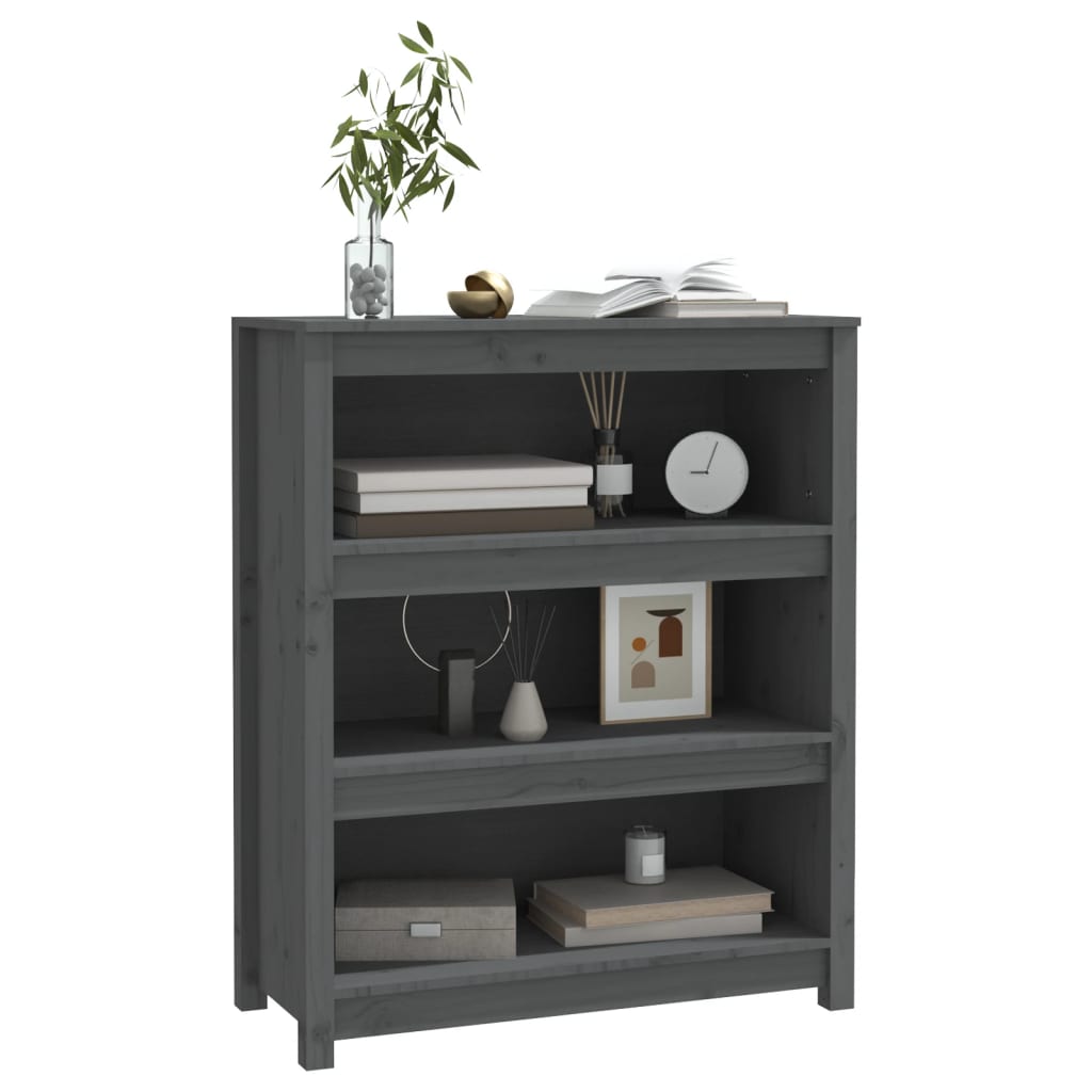 Boekenkast 80X35X97 Cm Massief Grenenhout Grijs