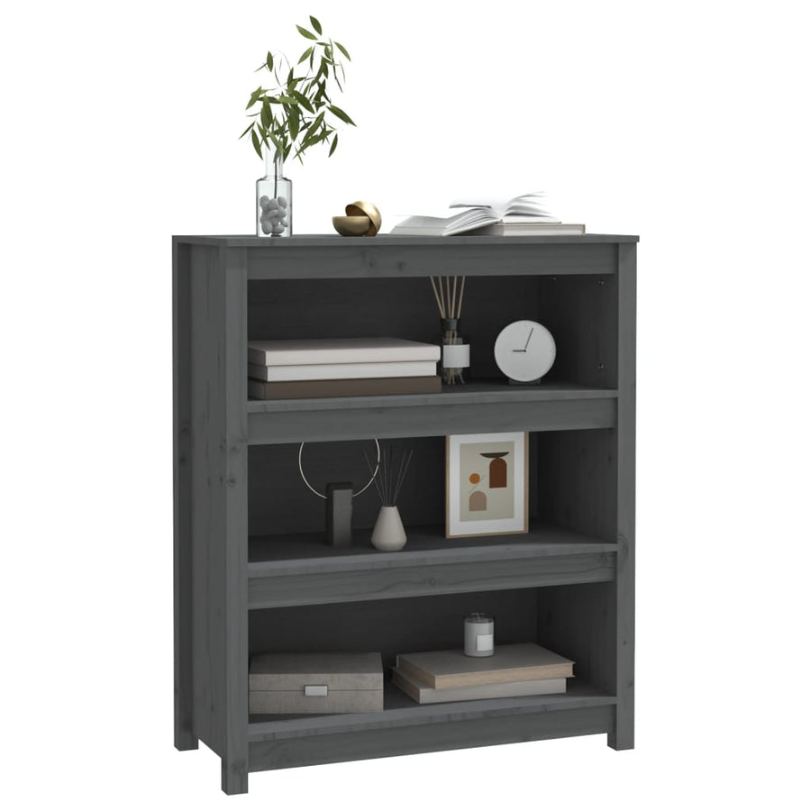 Boekenkast 80X35X97 Cm Massief Grenenhout Grijs