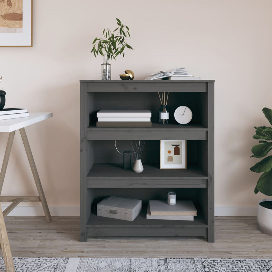 Boekenkast 80X35X97 Cm Massief Grenenhout Grijs