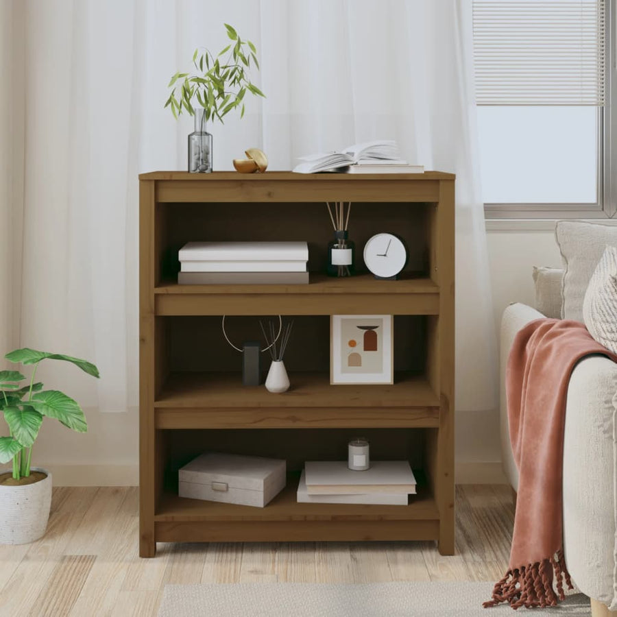 Boekenkast 80X35X97 Cm Massief Grenenhout Honingbruin