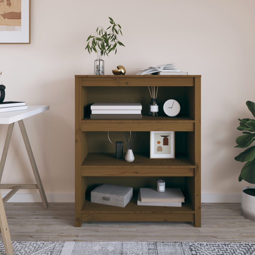 Boekenkast 80X35X97 Cm Massief Grenenhout Honingbruin