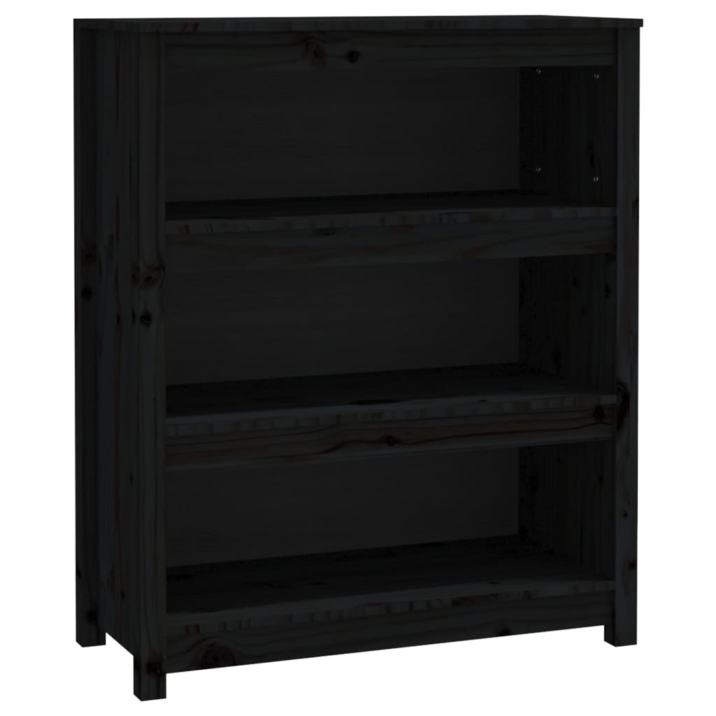 Boekenkast 80X35X97 Cm Massief Grenenhout Zwart