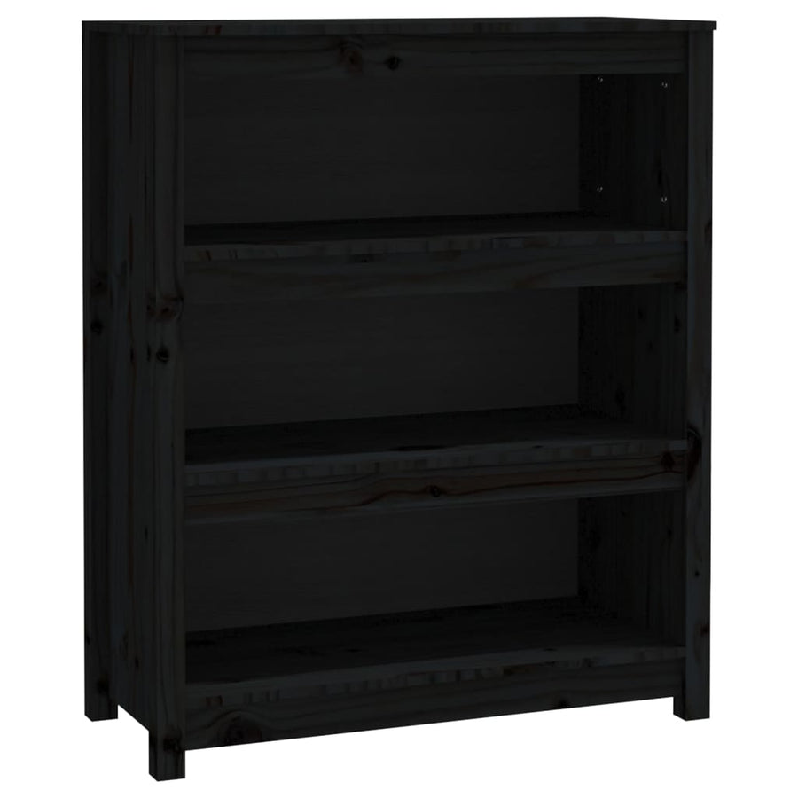 Boekenkast 80X35X97 Cm Massief Grenenhout Zwart