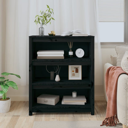Boekenkast 80X35X97 Cm Massief Grenenhout Zwart