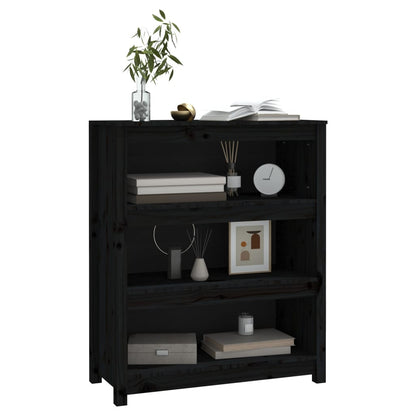 Boekenkast 80X35X97 Cm Massief Grenenhout Zwart