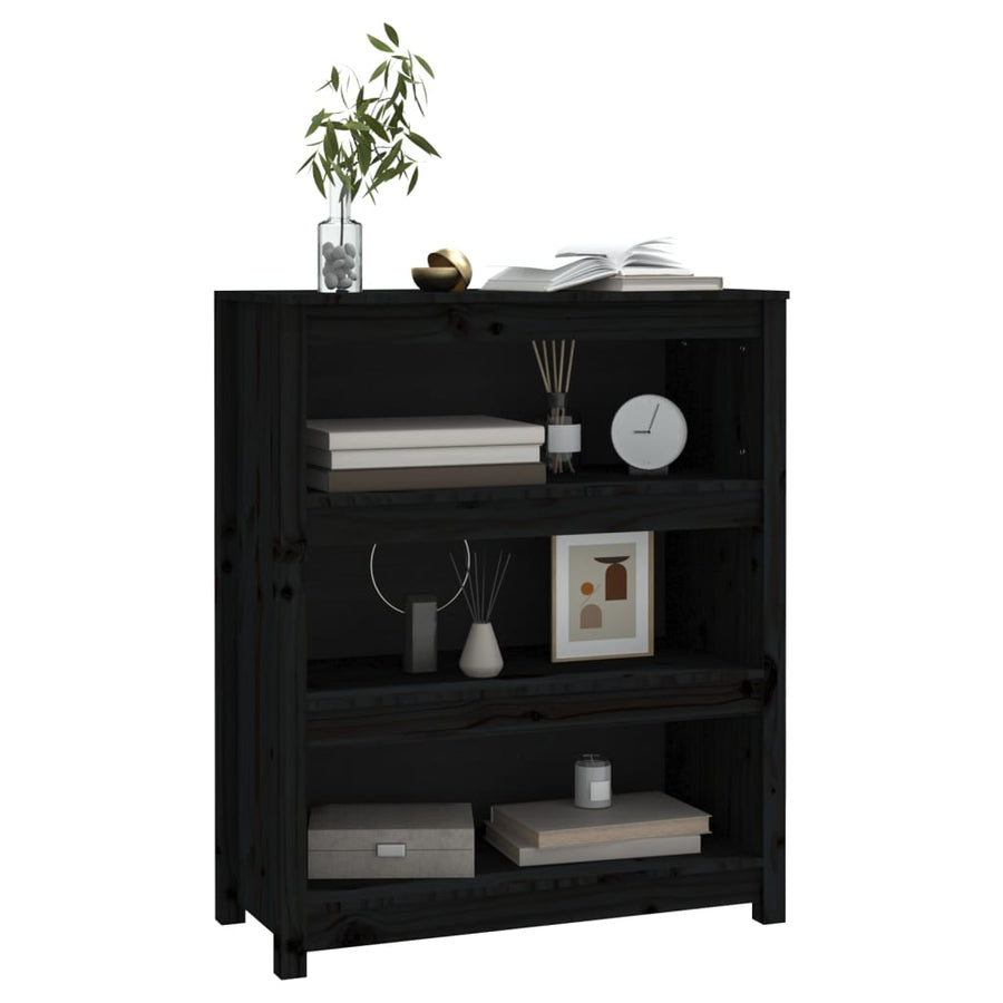 Boekenkast 80X35X97 Cm Massief Grenenhout Zwart