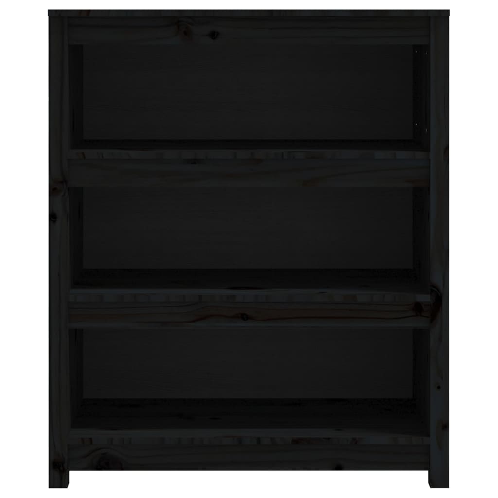 Boekenkast 80X35X97 Cm Massief Grenenhout Zwart