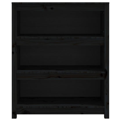 Boekenkast 80X35X97 Cm Massief Grenenhout Zwart