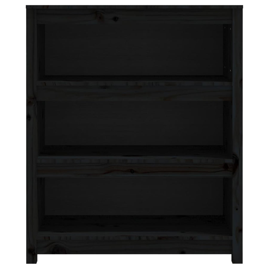 Boekenkast 80X35X97 Cm Massief Grenenhout Zwart