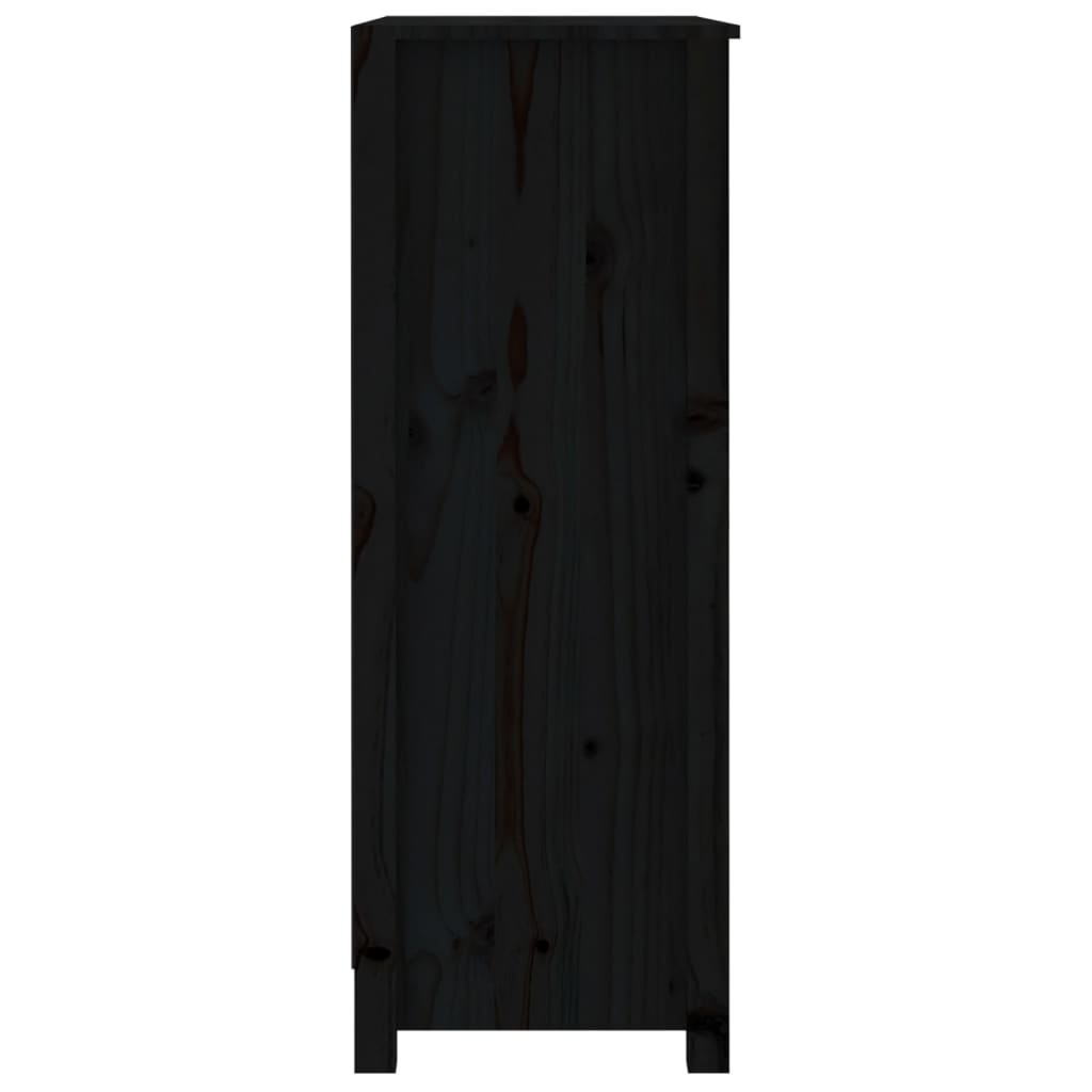 Boekenkast 80X35X97 Cm Massief Grenenhout Zwart