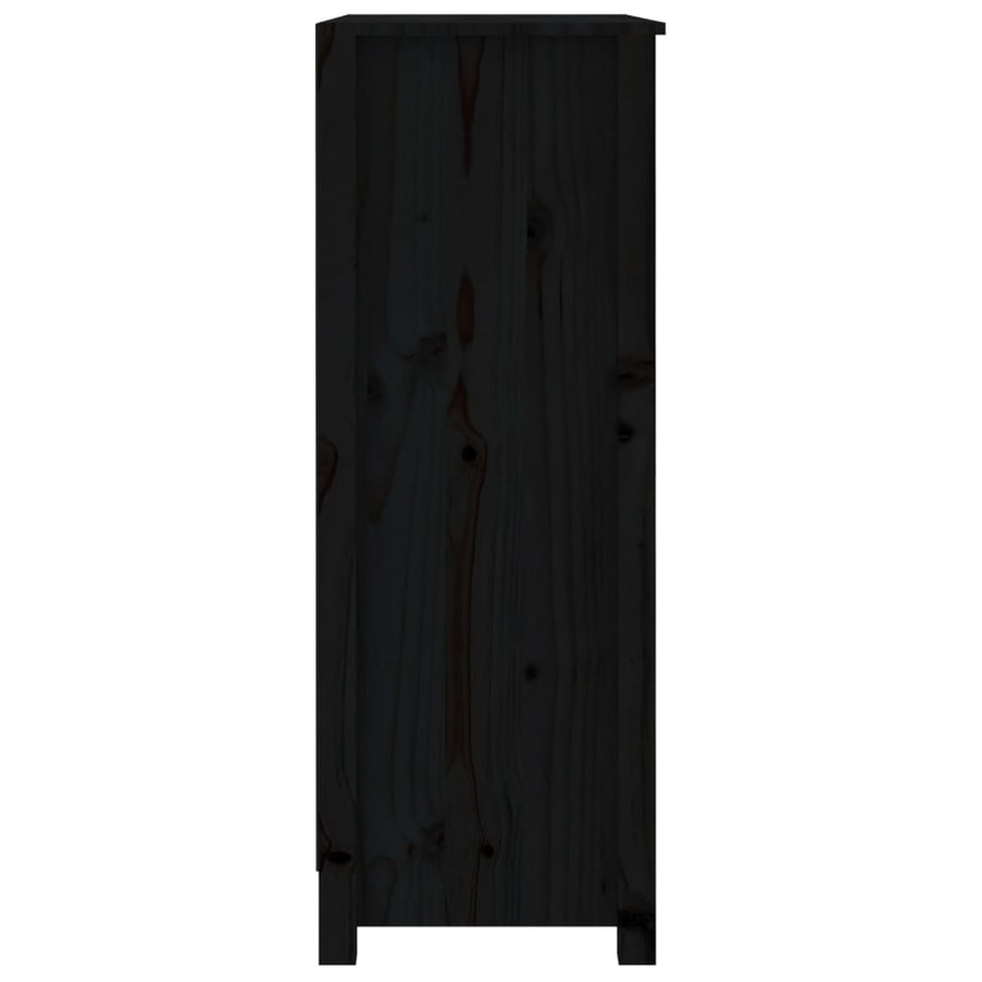 Boekenkast 80X35X97 Cm Massief Grenenhout Zwart
