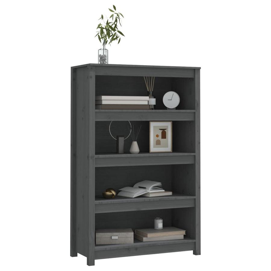Boekenkast 80X35X126 Cm Massief Grenenhout Grijs