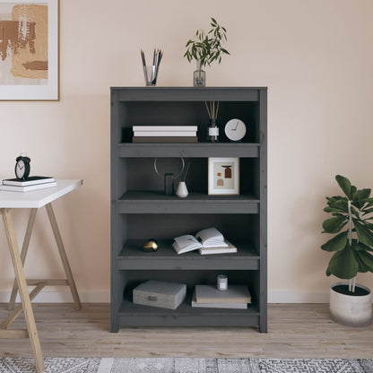 Boekenkast 80X35X126 Cm Massief Grenenhout Grijs