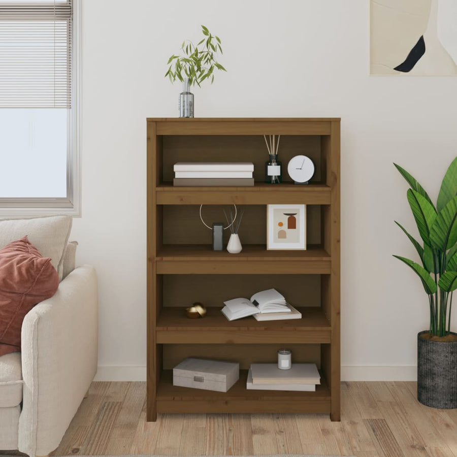Boekenkast 80X35X126 Cm Massief Grenenhout Honingbruin