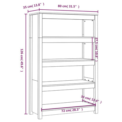 Boekenkast 80X35X126 Cm Massief Grenenhout Honingbruin
