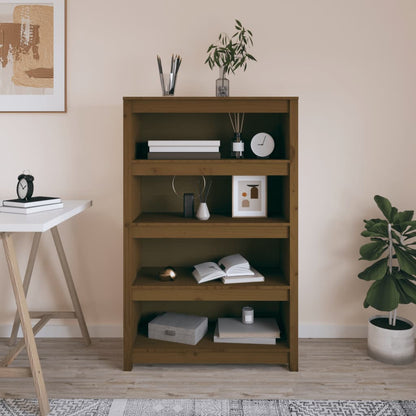 Boekenkast 80X35X126 Cm Massief Grenenhout Honingbruin