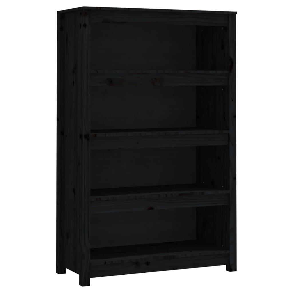 Boekenkast 80X35X126 Cm Massief Grenenhout Zwart