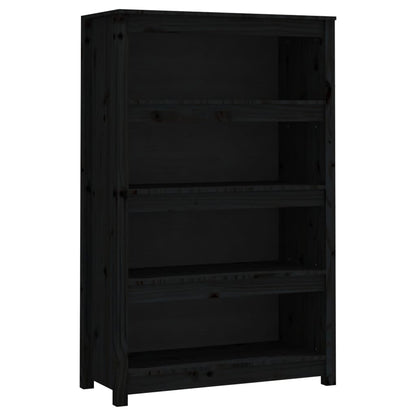 Boekenkast 80X35X126 Cm Massief Grenenhout Zwart