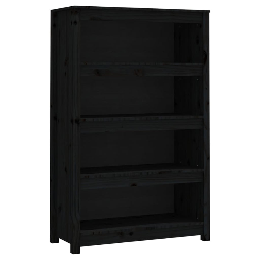 Boekenkast 80X35X126 Cm Massief Grenenhout Zwart