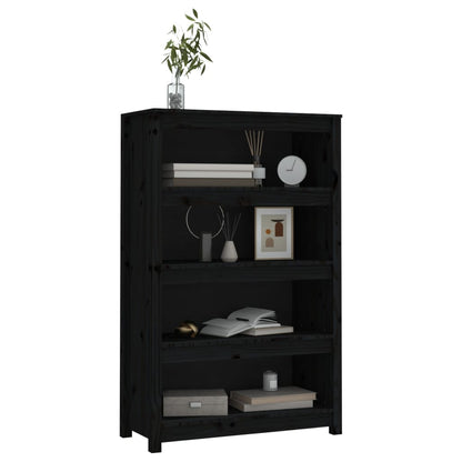 Boekenkast 80X35X126 Cm Massief Grenenhout Zwart