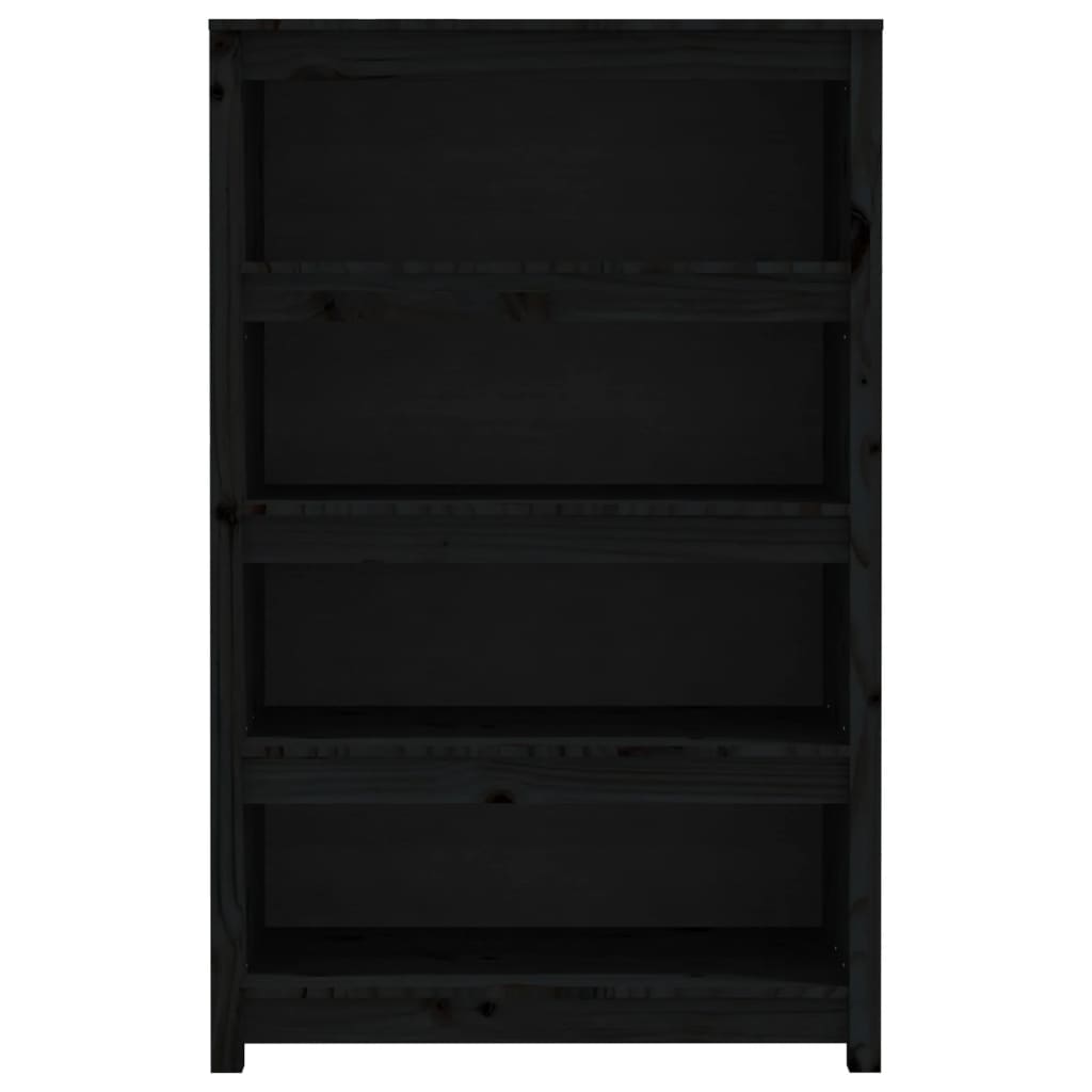 Boekenkast 80X35X126 Cm Massief Grenenhout Zwart