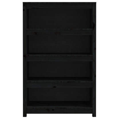 Boekenkast 80X35X126 Cm Massief Grenenhout Zwart