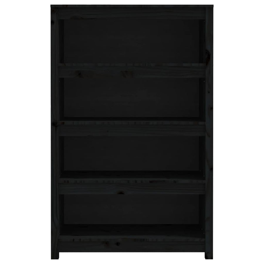 Boekenkast 80X35X126 Cm Massief Grenenhout Zwart