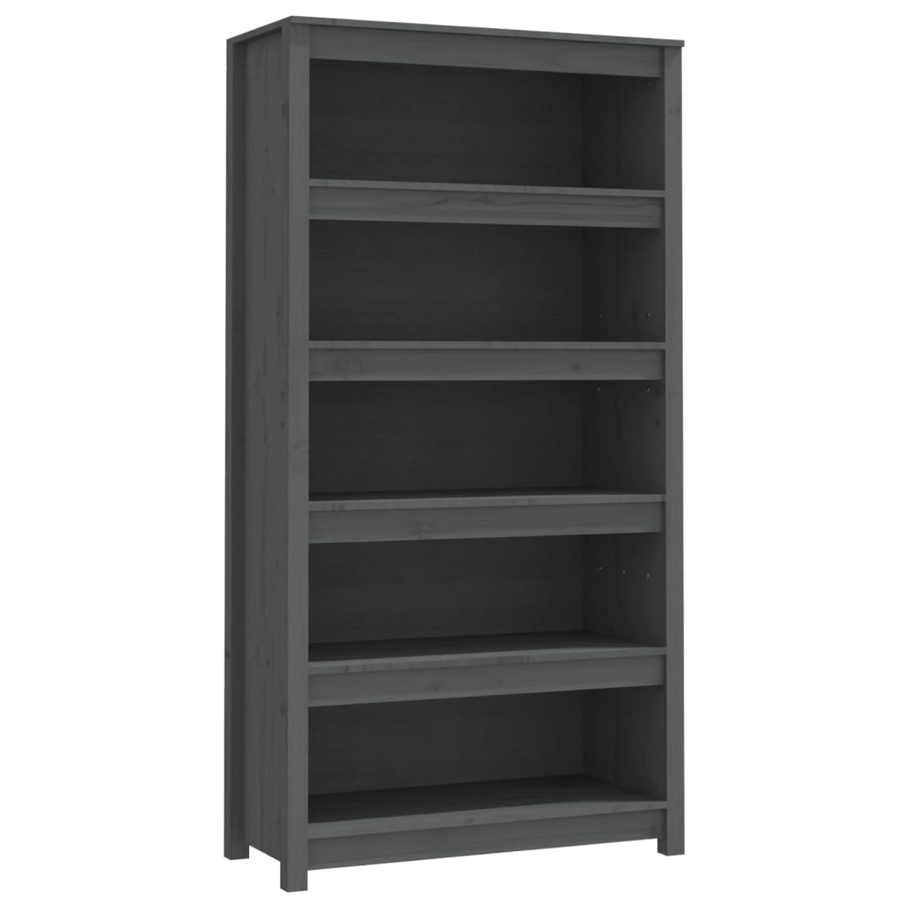 Boekenkast 80X35X154 Cm Massief Grenenhout Grijs