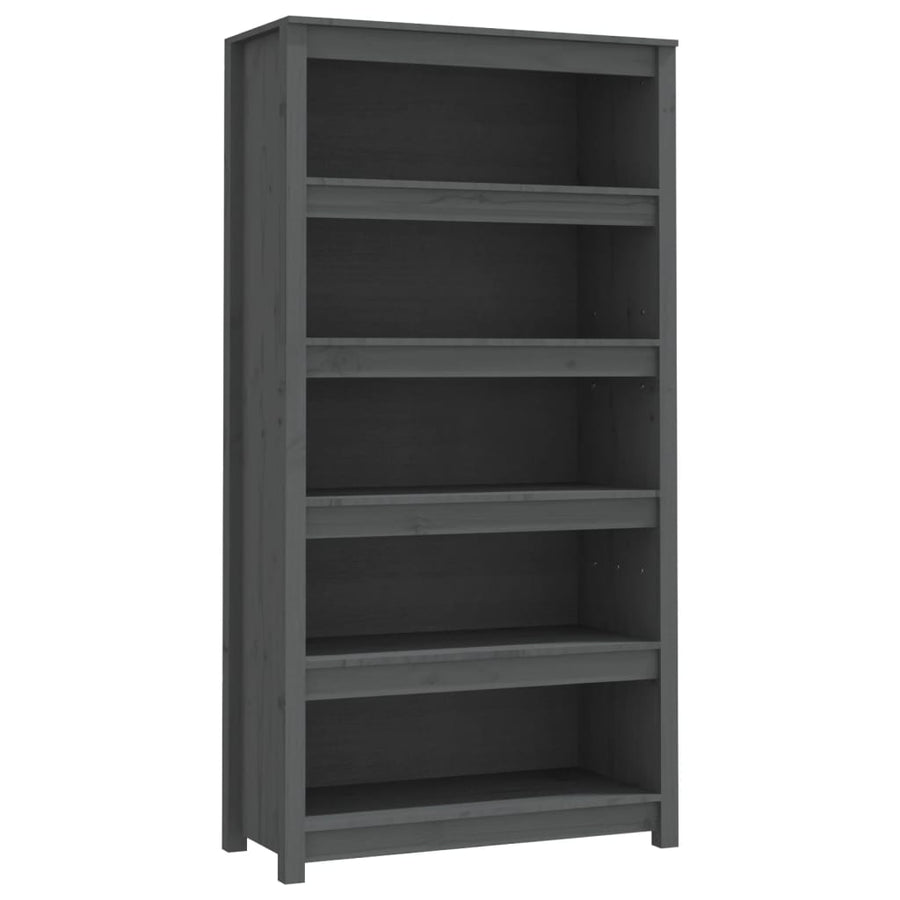 Boekenkast 80X35X154 Cm Massief Grenenhout Grijs
