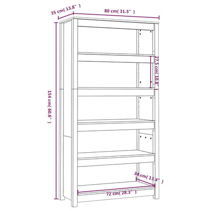 Boekenkast 80X35X154 Cm Massief Grenenhout Grijs