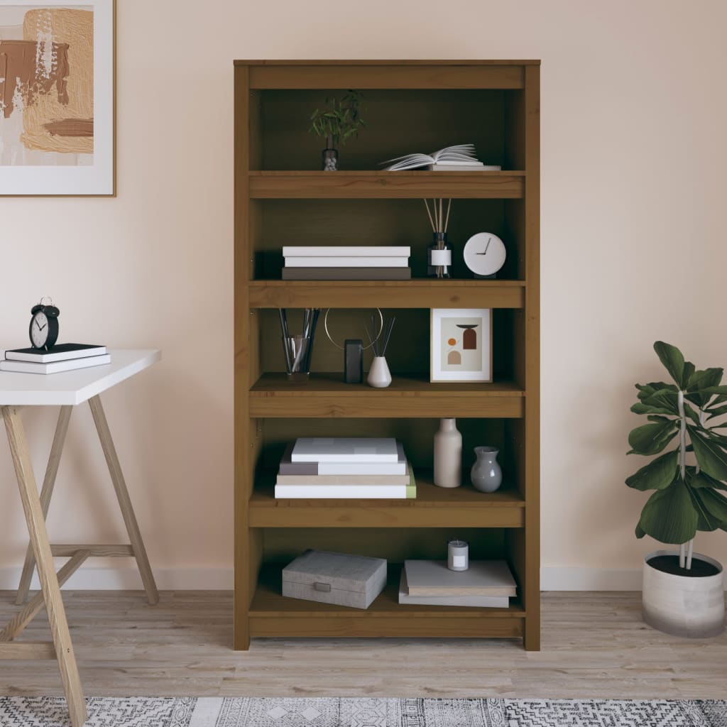 Boekenkast 80X35X154 Cm Massief Grenenhout Honingbruin