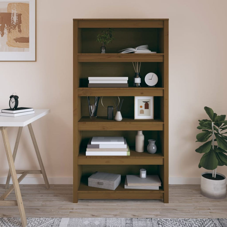 Boekenkast 80X35X154 Cm Massief Grenenhout Honingbruin