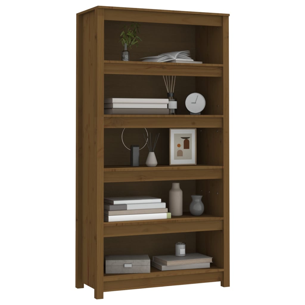Boekenkast 80X35X154 Cm Massief Grenenhout Honingbruin