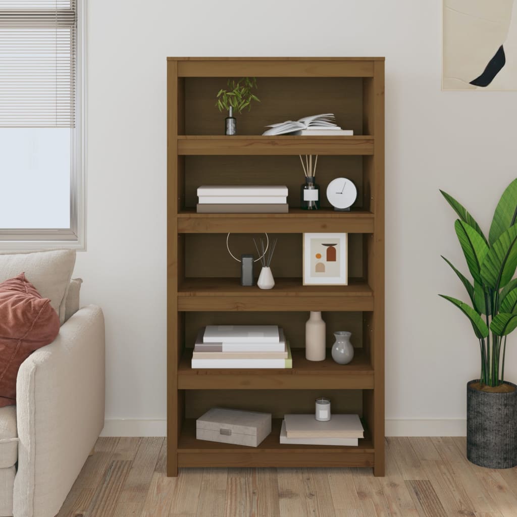 Boekenkast 80X35X154 Cm Massief Grenenhout Honingbruin