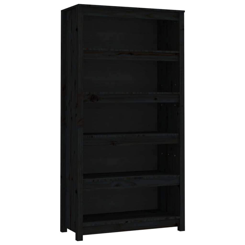 Boekenkast 80X35X154 Cm Massief Grenenhout Zwart